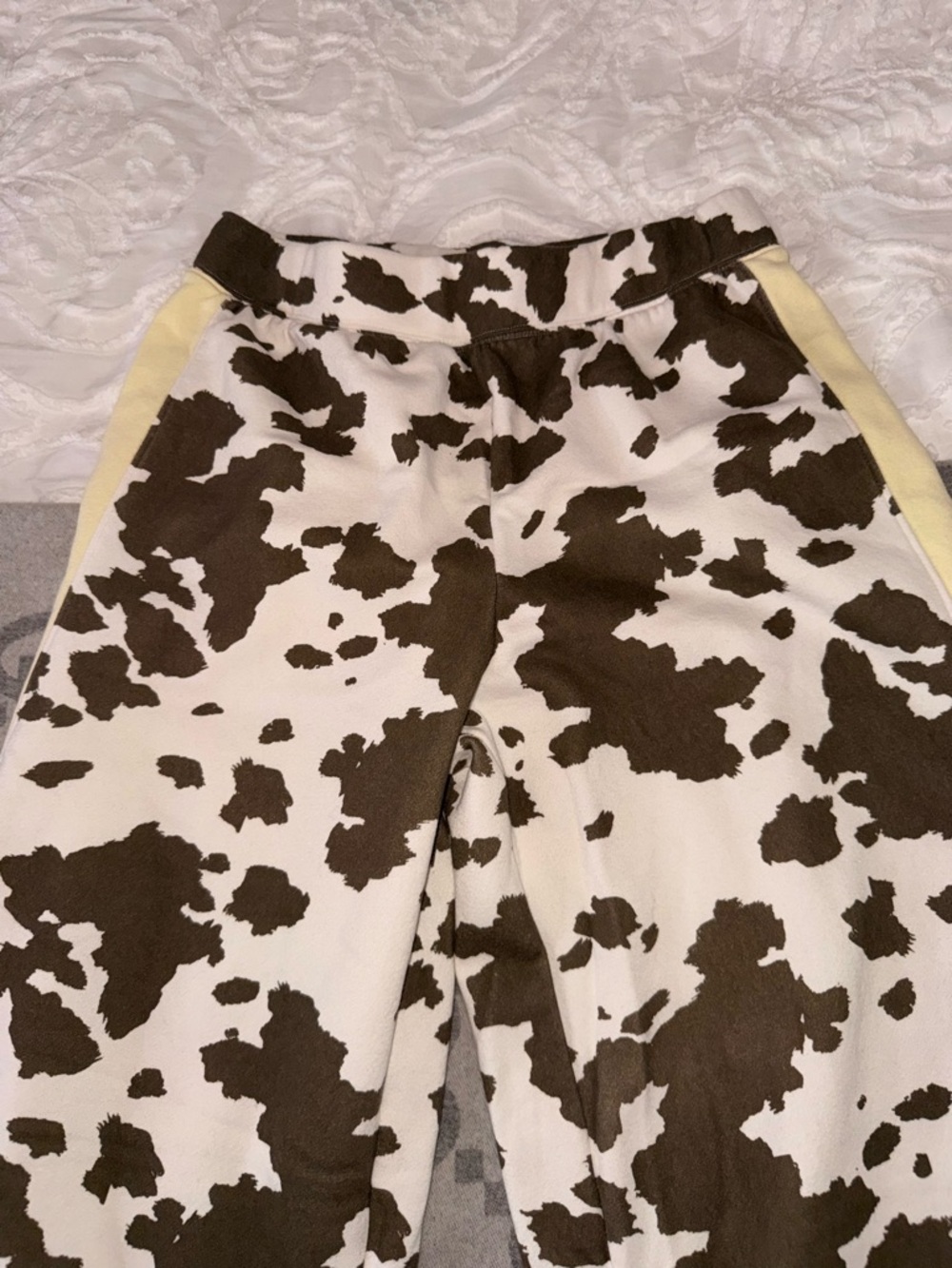 Grayson Threads Wide Leg Cowprint Jogging Pants in Brown & White - Picture 4 of 11